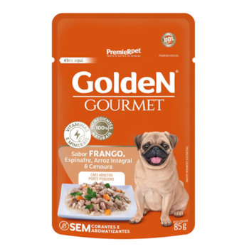 Ração Úmida Sachê GoldeN Gourmet para cães adultos raças pequenas sabor frango 85g - Imagem principal