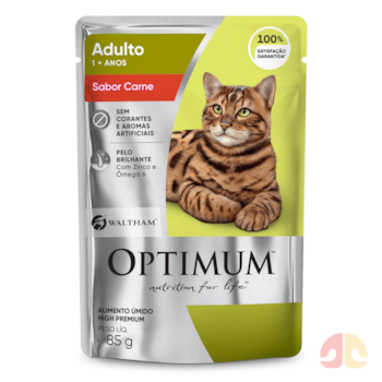 Ração Úmida Sachê Optimum Gatos Adultos 85gr sabor Carne - Imagem principal