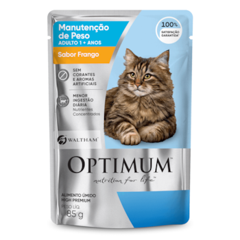 Ração Úmida Sache Optimum Manutenção De Peso Para Gatos Adultos Frango 85g - Imagem principal
