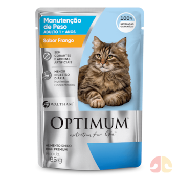 Ração Úmida Sache Optimum manutenção de peso para gatos adultos frango 85g - Imagem principal