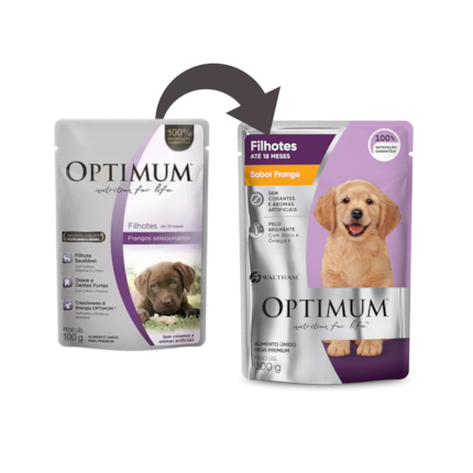 Ração Úmida Sachê Optimum Para Cães Filhotes Frango 100g