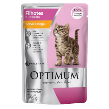 Ração Úmida Sache Optimum Para Gatos Filhotes Frango 85g - Imagem principal
