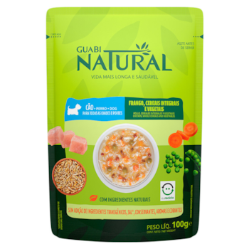 Ração Úmida Sachê para Cães Adultos Guabi Natural 100gr sabor Frango e Cereais - Imagem principal