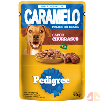 Ração Úmida Sachê Pedigree Caramelo sabor Churrasco 70g Cães Adultos - Imagem principal