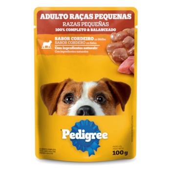 Ração Úmida Sachê Pedigree Para Cães Adultos De Porte Pequeno Cordeiro Ao Molho 100g - Imagem principal