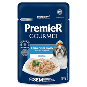 Ração Úmida Sachê PremieR Gourmet Cachorros Adultos Raças Pequenas Frango e Arroz integral 85g - Imagem principal