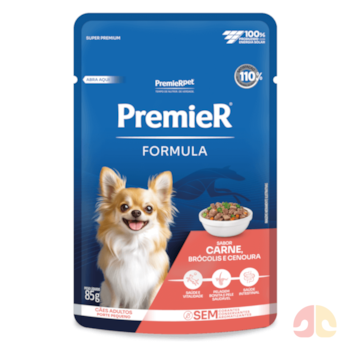 Ração úmida Sachê PremieR® Formula Cães Adultos 85gr Porte Pequeno Carne, Brócolis e Cenoura - Imagem principal