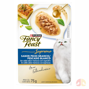 Ração Úmida Sachê Purina Fancy Feast Supremo Sabor Peixe Branco para Gatos Adultos 75g - Imagem principal