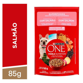 Ração Úmida Sachê Purina One para Cães Adultos e Filhotes sabor Salmão 85gr - Imagem principal