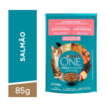 Ração Úmida Sachê Purina One para Gatos Adultos e Filhotes sabor Salmão 85gr - Imagem principal