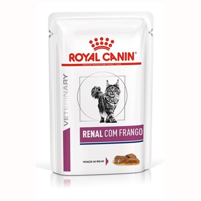 Produto Ração Úmida Sachê Royal Canin Dieta Veterinária Renal para Gatos Sabor Frango 85gr