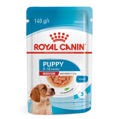 Produto Ração Úmida Sachê Royal Canin Medium Puppy | Cachorros Filhotes Raças Médias 140g