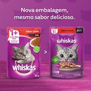 Ração Úmida Sachê Whiskas Jelly para gatos adultos carne 85g