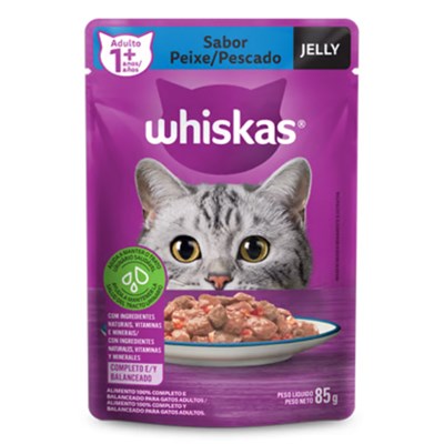 Produto Ração Úmida Sachê Whiskas Jelly para gatos adultos peixe 85g
