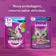 Ração Úmida Sachê Whiskas Jelly para gatos adultos peixe 85g