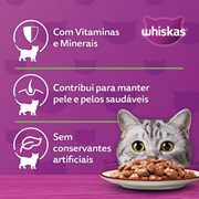 Ração Úmida Sachê Whiskas para gatos adultos castrados carne 85g