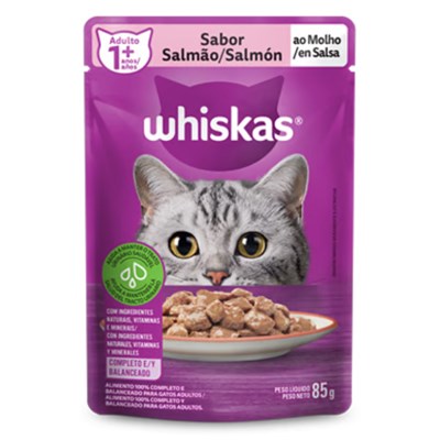 Produto Ração Úmida Sachê Whiskas para gatos adultos salmão ao molho 85g