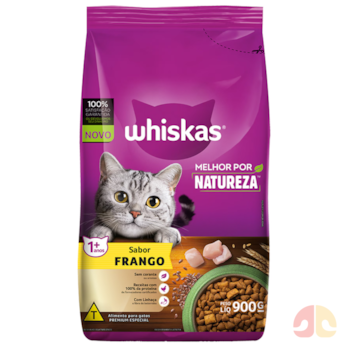 Ração Whiskas Melhor Por Natureza para Gatos Adultos Sabor Frango 900g - Imagem principal