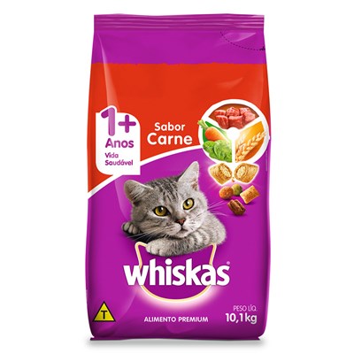 Ração Whiskas para gatos adultos carne 10,1kg
