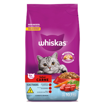 Ração Whiskas para gatos adultos castrados carne 10,1kg - Imagem principal