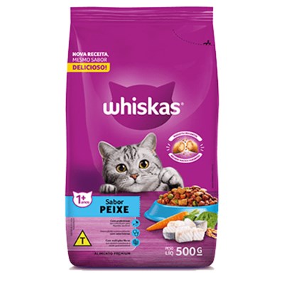Ração Whiskas para gatos adultos peixe 500g