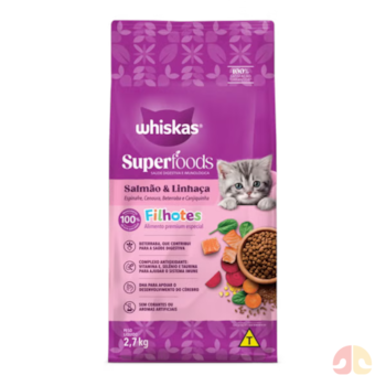 Ração Whiskas Superfoods para Gatos Filhotes sabor Salmão e Linhaça 2,7kg - Imagem principal