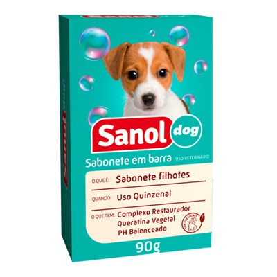 Sabonete Sanol Dog para Cães e Gatos Filhotes 90gr