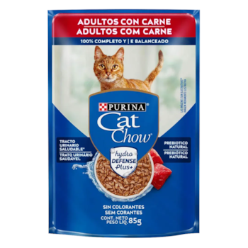 Sachê Cat Chow Ração Úmida para Gatos Adultos Carne Ao Molho 85g - Imagem principal