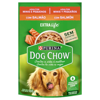 Sachê Dog Chow cães Adultos Porte Pequeno e Mini 100g Sabor Salmão - Imagem principal