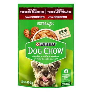Sachê Dog Chow para Cães Adultos de Todos Os Tamanhos Cordeiro 100g - Imagem principal