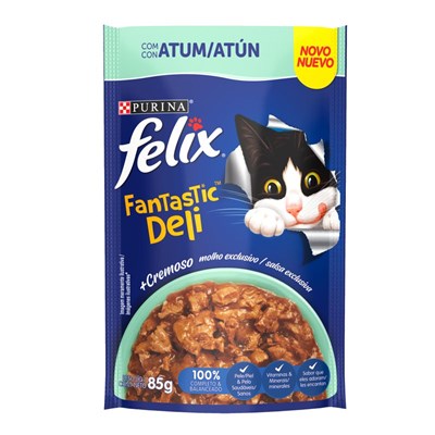 Sachê Felix Fantastic Deli Ração Úmida para Gatos Adultos Atum 85g