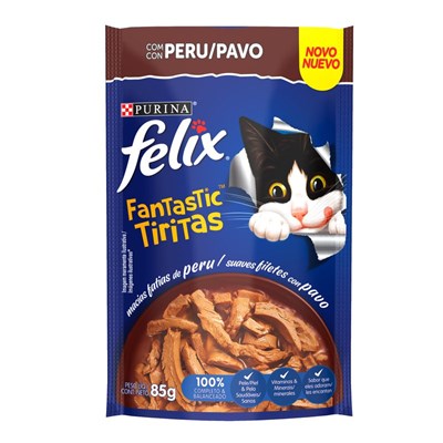 Produto Sachê Felix Fantastic Tiritas Ração Úmida para Gatos Adultos Peru 85g