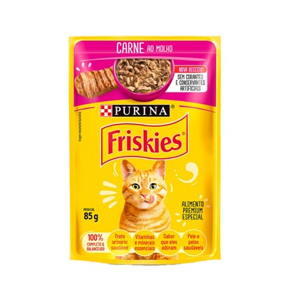 Produto Sachê Friskies para Gatos Adultos Carne ao Molho 85gr