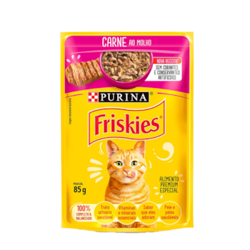 Sachê Friskies para Gatos Adultos Carne ao Molho 85gr - Imagem principal
