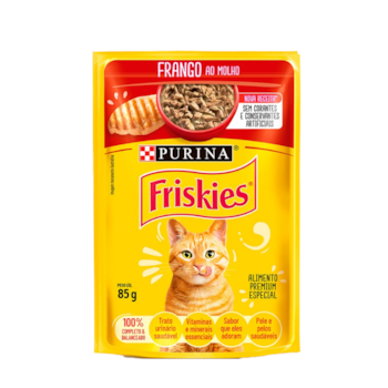 Sachê Friskies Ração Úmida Para Gatos Adultos Frango ao Molho 85g - Imagem principal