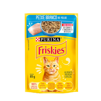 Sachê Friskies Ração Úmida para Gatos Adultos Peixe Branco ao Molho 85g - Imagem principal