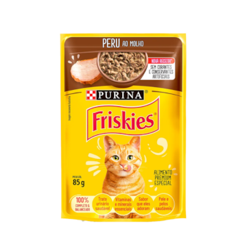 Sachê Friskies Ração Úmida Para Gatos Adultos Peru ao Molho 85g - Imagem principal