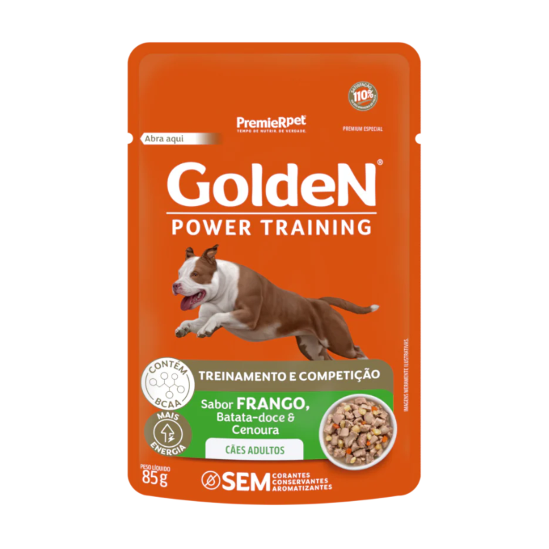 Sachê Golden Gourmet Power Training Cães Adultos 85g Sabor Frango