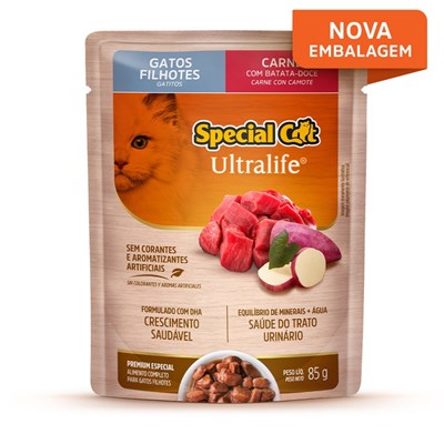 Sachê Special Cat para Gatos Filhotes 85gr sabor Carne com Batata-Doce