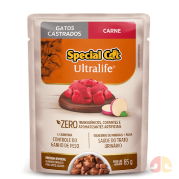 Sachê Special Cat Ultralife para Gatos Adultos Castrados 85gr sabor Carne e Batata-Doce - Imagem principal