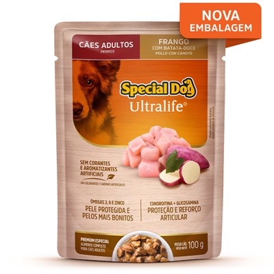 Produto Sachê Special Dog para Cachorros Adultos 100gr sabor Frango e Batata-Doce