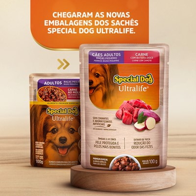 Sachê Special Dog para Cachorros Adultos Raças Pequenas 100gr sabor Carne e Batata-Doce