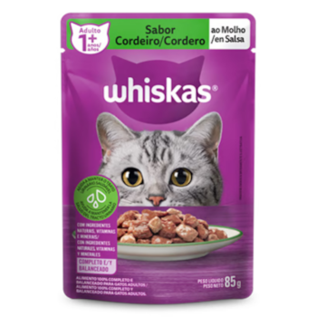 Sachê Whiskas para Gatos Adultos 85gr Cordeiro ao Molho - Imagem principal