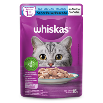 Sachê Whiskas para Gatos Adultos Castrados 85g Peixe - Imagem principal