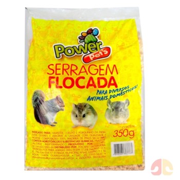 Serragem Flocada Power Pets 350g para Roedores e Pássaros - Imagem principal