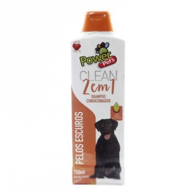 Shampoo 2 em 1 Power Pets Pelos Escuros para Cães 700 ml