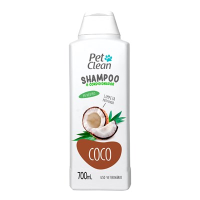 Shampoo e Condicionador Pet Clean Coco Pré-Lavagem para Cães e Gatos 700ml