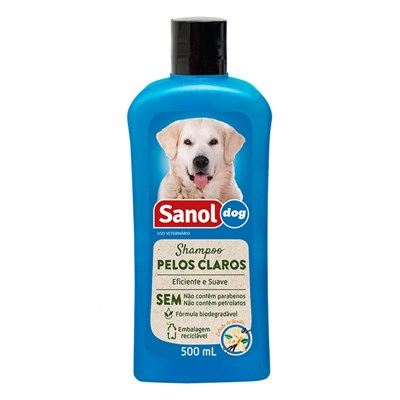 Shampoo Sanol Dog Pelos Claros 500ml para Cães e Gatos