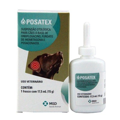 Solução Otológica Suspensão Posatex MSD 15gr para Cachorros com 17,5ml