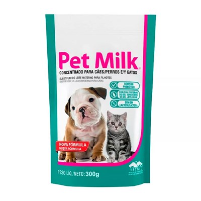 Substituto do Leite Pet Milk Sache para Filhotes de Cachorros e Gatos com 300gr